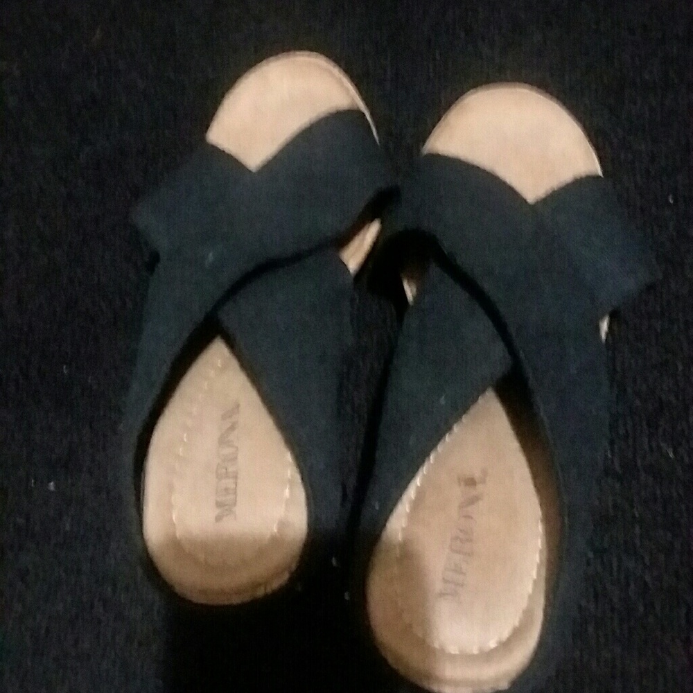 Merona black cork wedge